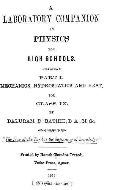 A laboratory companion in physics for high schools volume-I.jpg